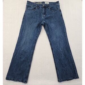 TK Axel Slim Boot Jeans Men's 36 x 30 Medium Wash Stretch Denim Flap Pockets EUC